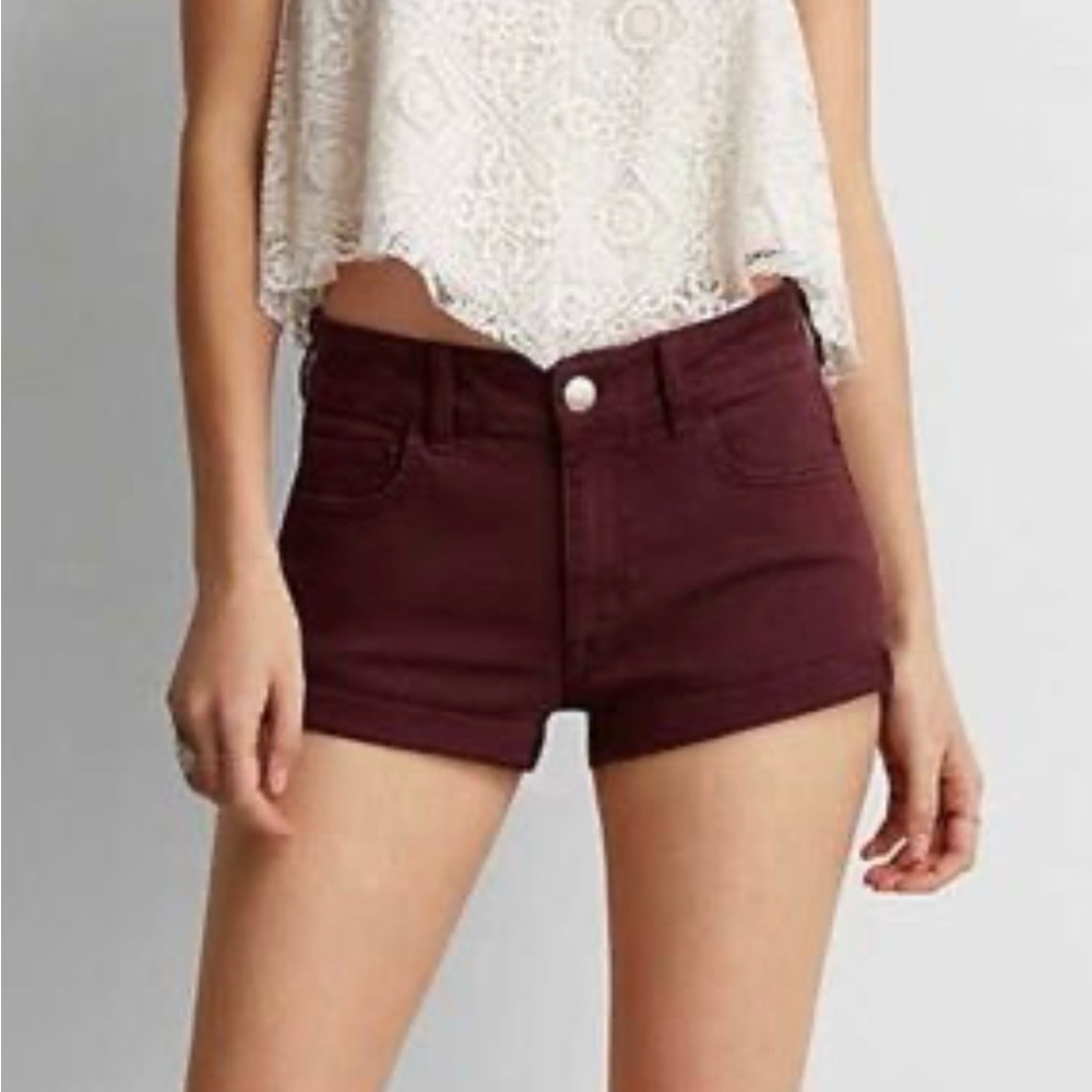 Women's Burgundy Jean Shorts